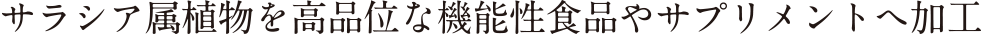 サラシア属植物を高品位な機能性食品やサプリメントへ加工